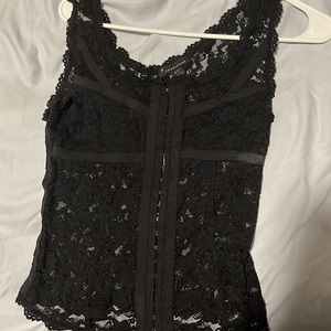 Vintage corset lace black tank top